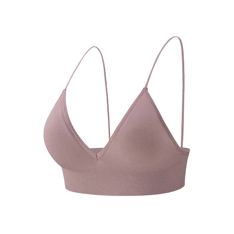 Flarixa Triangle Cup Deep V Neck Bralettes Camisole Bra for Woman Yoga Top Corset With Push Up Effect Soft Underwear Lingerie