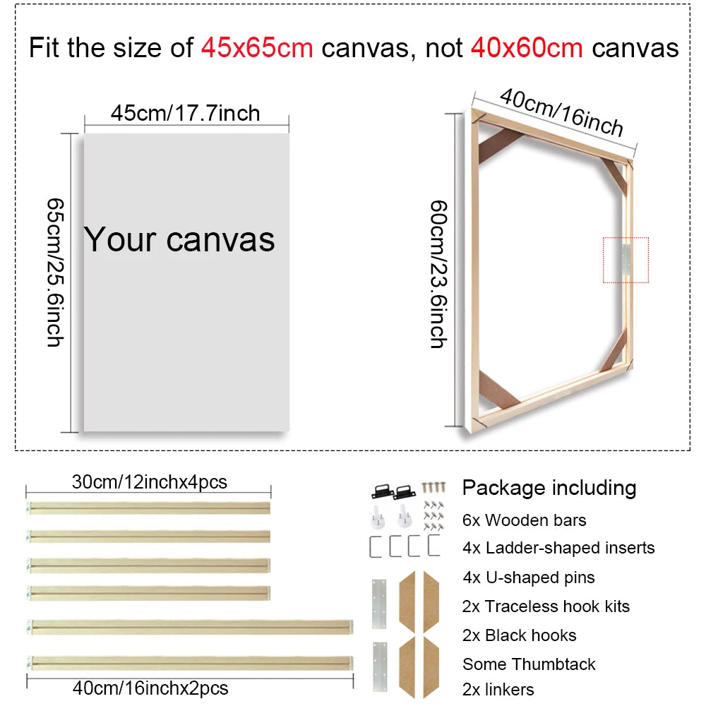 35x55 40x60 45x65cm Wall Art Painting Frame Wooden Frames for Canvas Oil Painting Diamond Painting Frames Canvas Wood Wall Frame