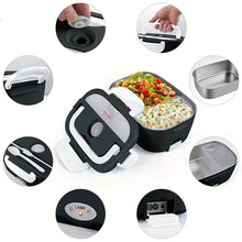 220V 110V 24V 12V 2 in 1 Electric Heating Lunch Box Car Truck Office Food Heater Stainless Steel Food Warmer Container Black Set