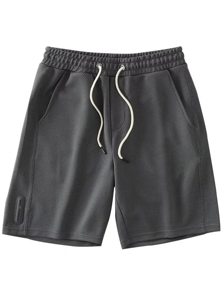 Summer Men's Waffle Y2K Shorts New Korean Fashion Drawstring Baggy Short Pants Fitness Breathable Streetwear Gym Bermuda