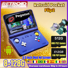 Retroid Pocket Flip 2 Retro Handheld Game Console Video Game Console 5.5Inch AMOLED Touch Screen SD865 8G+128G Android13 PSP PS2