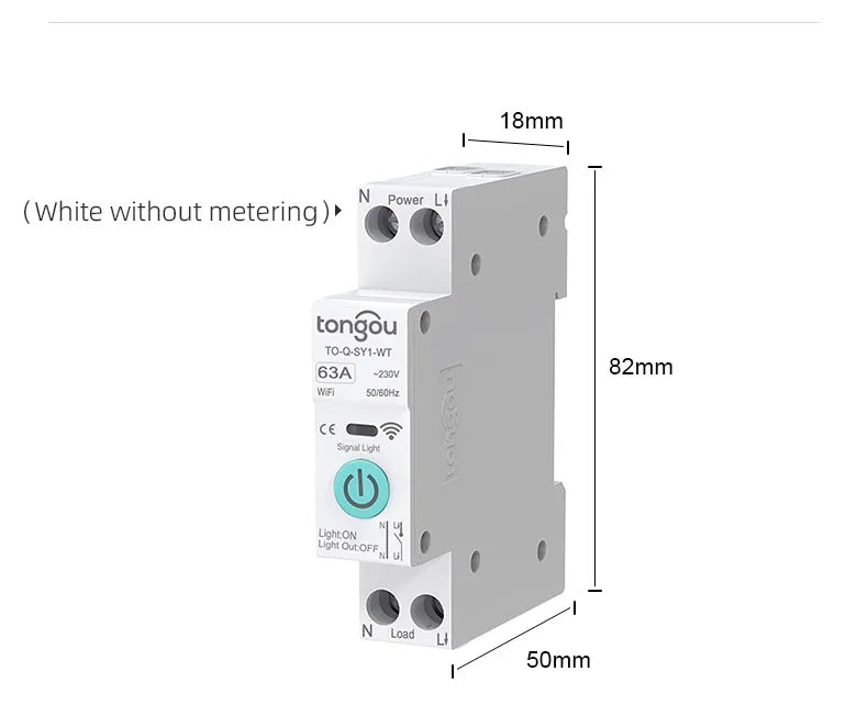 TUYA WIFI Smart Circuit Breaker Energy Meter 1P 16A DIN Rail for Smart Home Wireless Remote Control Smart Switch by APP TONGOU
