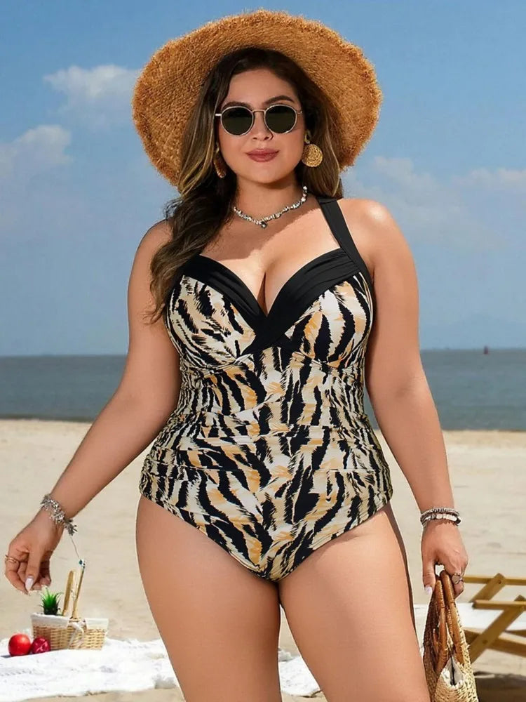 Plus Size High Waist Push Up Bikini Set L4XL Tummy Control