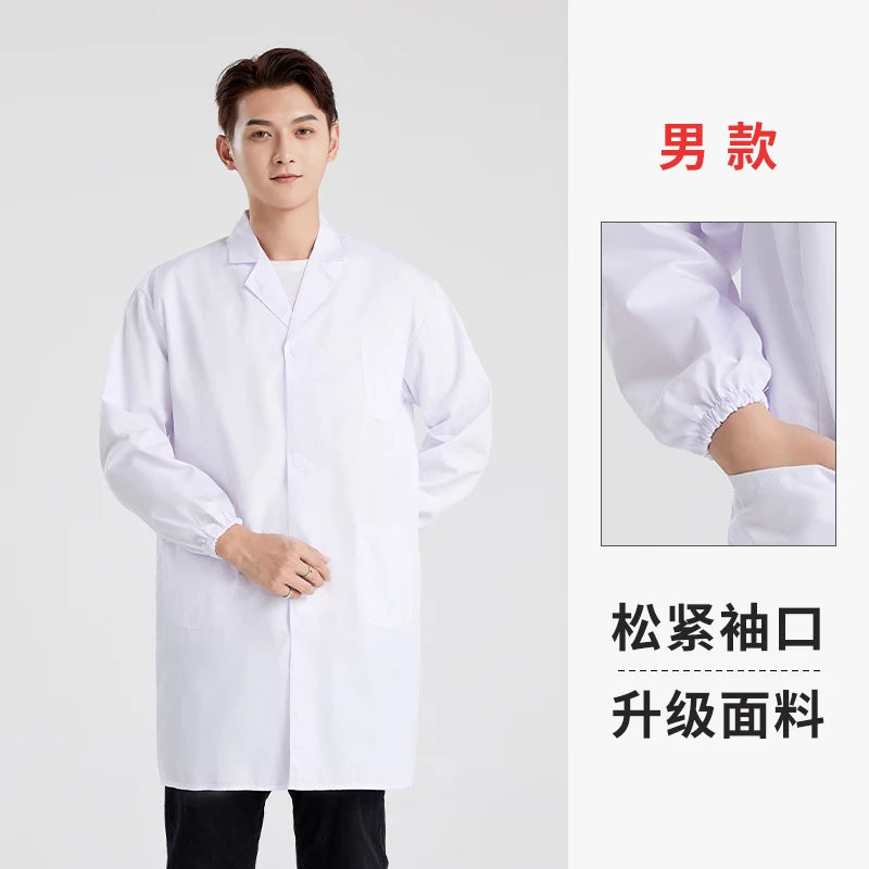 Long Sleeve White Lab Coat Work Uniform for Women Short Sleeve Summer Student Doctor Suit Male Lab Coat Isolation Gown