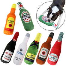 Jouets interactifs pour chien, jouet en peluche pour animal de compagnie en forme de bouteille de champagne, de vodka ou de whisky, jouet couineur résistant aux morsures, fournitures pour animaux