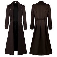 S-5XL Plus Size Men Gothic Trench Medieval Steampunk Retro Style Long Jackets Double-breasted Solid Men's Vintage Long Jackets