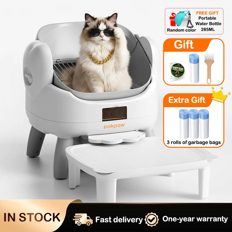 Pokpaw CL23 Automatic Cat Litter Box App 72L Large Capacity with Kitten Mode – Quiet Smart Litter Box Travel Cat Toilet Supplies
