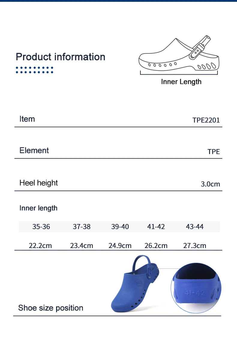 Medical Shoes Clogs with Chip Slot Hospital Foot Wear strap Unisex Wear-Resistant Non-slip High Temperature Disinfection Slipper