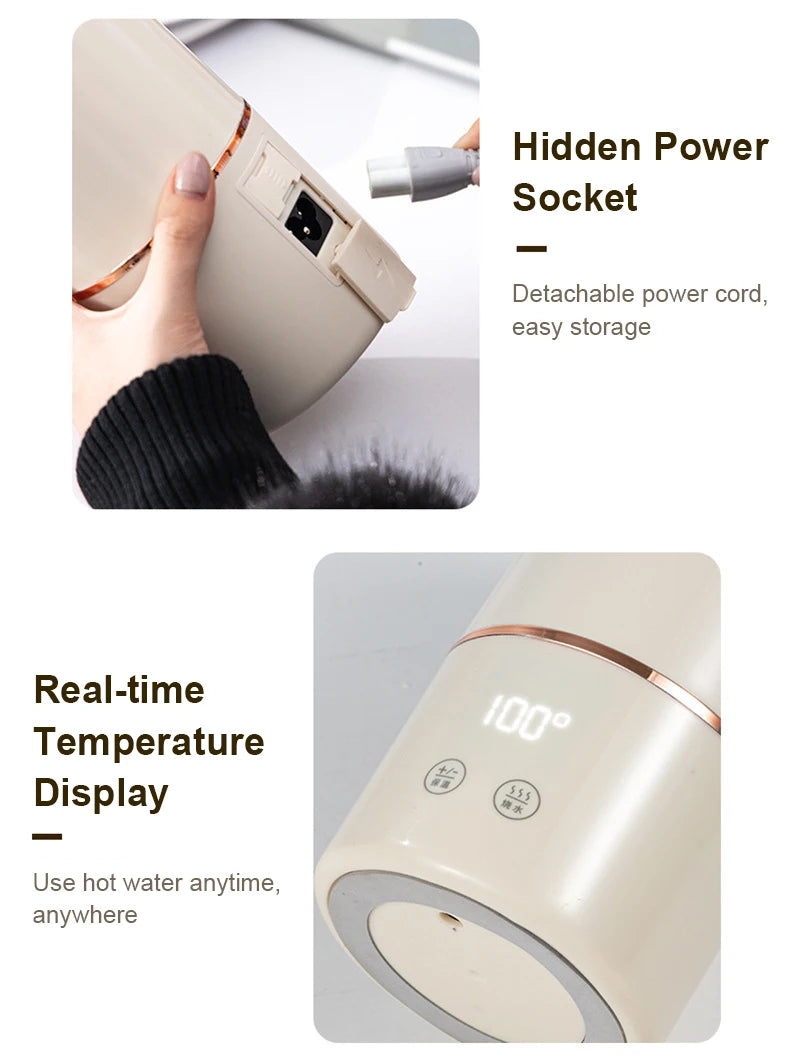 12V/24V/110V/220V Temperature Control Electric Kettle Car Travel Insulation Heating Cup 500ml Hot Water Boiler Coffee Tea Bottle