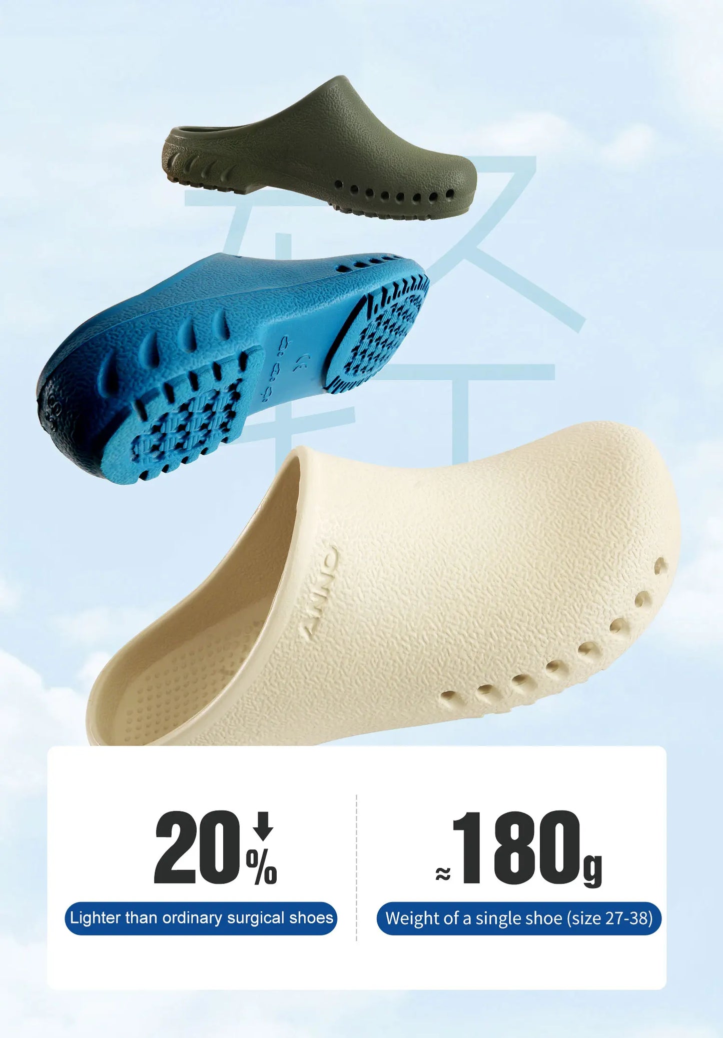 ANNO Soft Nurses Medical Shoes Anti-slip Protective Clogs Operating Room Lab Slippers Chef Work Flat Clog Hospital Foot Wear