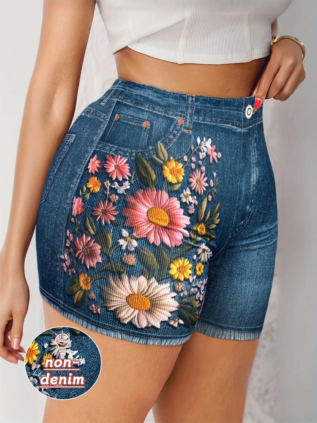 Women's Stretch Denim Like Shorts with Floral Print Design Casual Versatile Summer Style by Mirlaine Univers Women's Stretch Denim Like Shorts with Floral Print Design Casual Versatile Summer Style Mirlaine Univers womens-stretch-denim-like-shorts-with-floral-print-design-casual-versatile-summer-style Women's Stretch Denim Like Shorts with Floral Print Design Casual Versatile Summer Style Mirlaine Univers Women's Stretch Denim Like Shorts with Floral Print Design Casual Versatile Summer Style