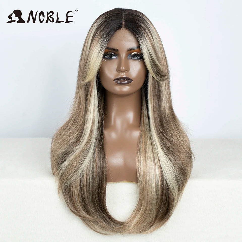 Noble 26 Inch Synthetic Lace Front Wig Ombre Blonde Cosplay