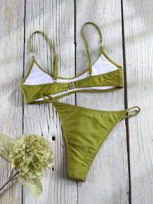 Miyouj Push Up High Cut Bikini Set Two Piece Solid Swimsuit