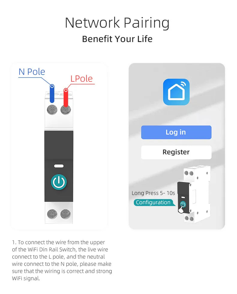 TUYA WIFI Smart Circuit Breaker Energy Meter 1P 16A DIN Rail for Smart Home Wireless Remote Control Smart Switch by APP TONGOU