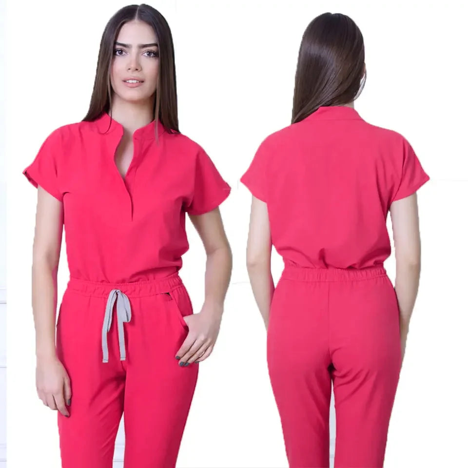 Hot Selling Quick Drying Nurse Stretch Scrubs Sets for Women Summer Sleeves Hospital Nursing Scrubs Uniforms Medical Work Wear