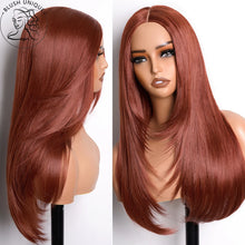 Copper Red Straight Layered Lace Front Wig For Women