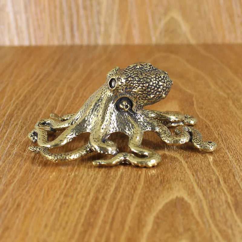 Brass Retro Octopus Cuttlefish Creative Marine Organism Office Desktop Ornament Accessories Small Tea Pet  Souvenir Gifts