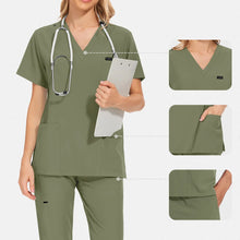 Unisex short sleeved surgical scrub set, skin care and operating room medical staff uniforms, isolation gowns
