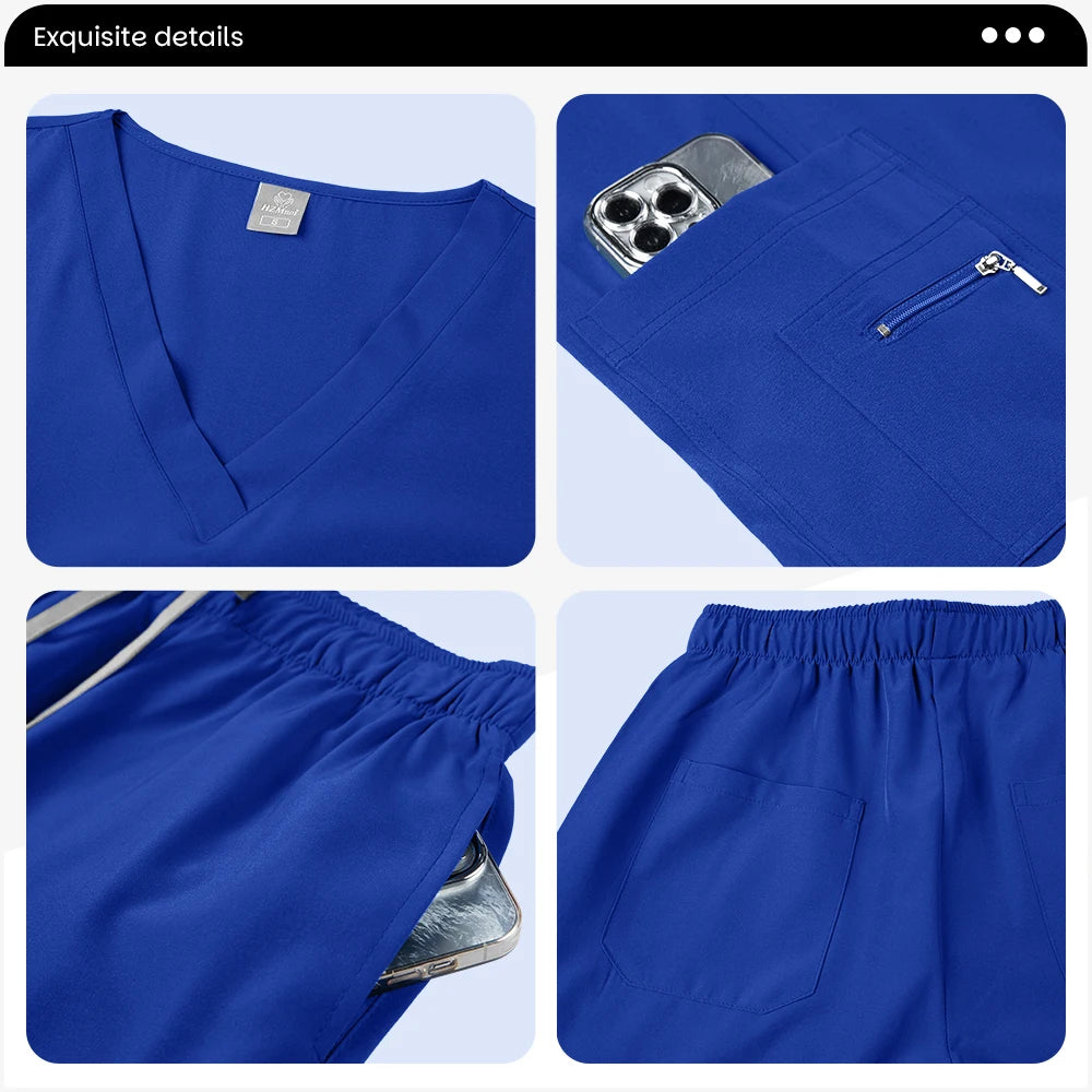 High Quality Beautician Work Suits Health Check Nursing Clothes Hospital Scrubs Women Uniform Set Spa Uniforms Nurse Accessories