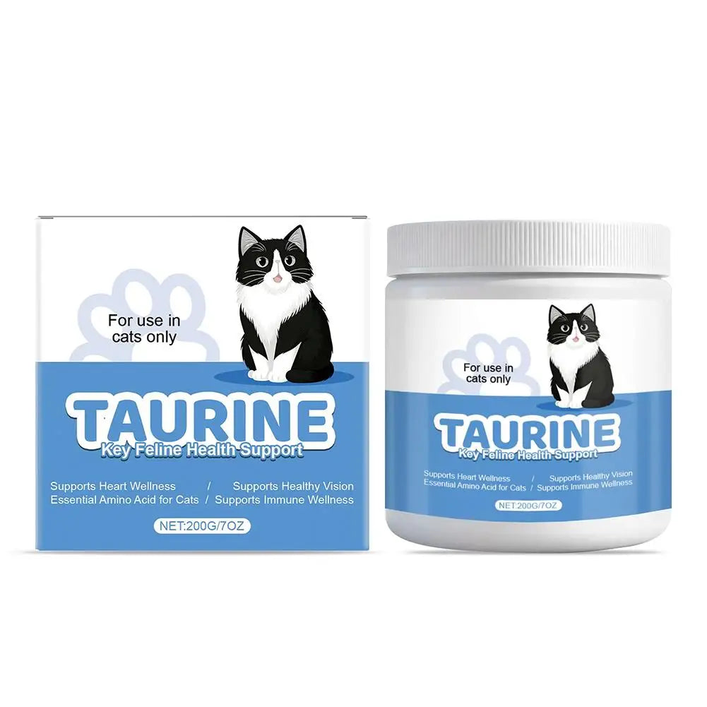 Cat Taurine Powder Supplement Eye & Heart Health Support, Essential Feline Nutrition Natural Pet Vitamins for Kittens Adult Cats