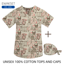 Women men Cartoon X-ray Surgical Tops pure Cotton Short Sleeve Medical Uniform Hospital Clinic Scrubs Blouse orthopedics Clothes