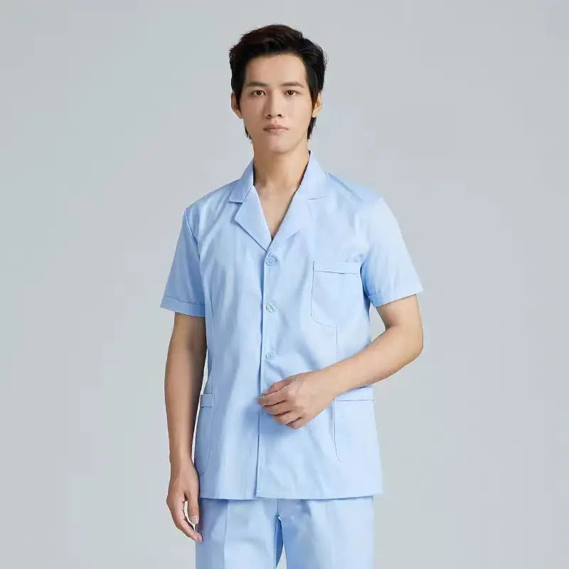 Men Medical Coat Doctor Dentist Medical Uniform Stand Up Collar Nurse Tops Male Oral Beauty Salon Nursing Care Workwear Jacket