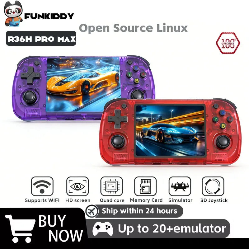 FUNKIDDY Game Console R36H PRO MAX Games Console ARKOS2.0 Handheld Game Console 4.2" 15000+ Games Gaming Player with WiFi