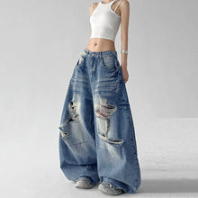 Women's Blue Casual Denim Long Pants Jeans Cargo Baggy Y2K American Streetwear Aesthetic 2000S Retro Denim Jeans Clothing 2026