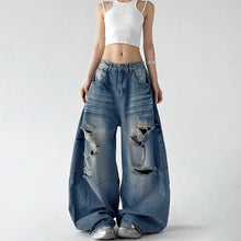 Women's Blue Casual Denim Long Pants Jeans Cargo Baggy Y2K American Streetwear Aesthetic 2000S Retro Denim Jeans Clothing 2026