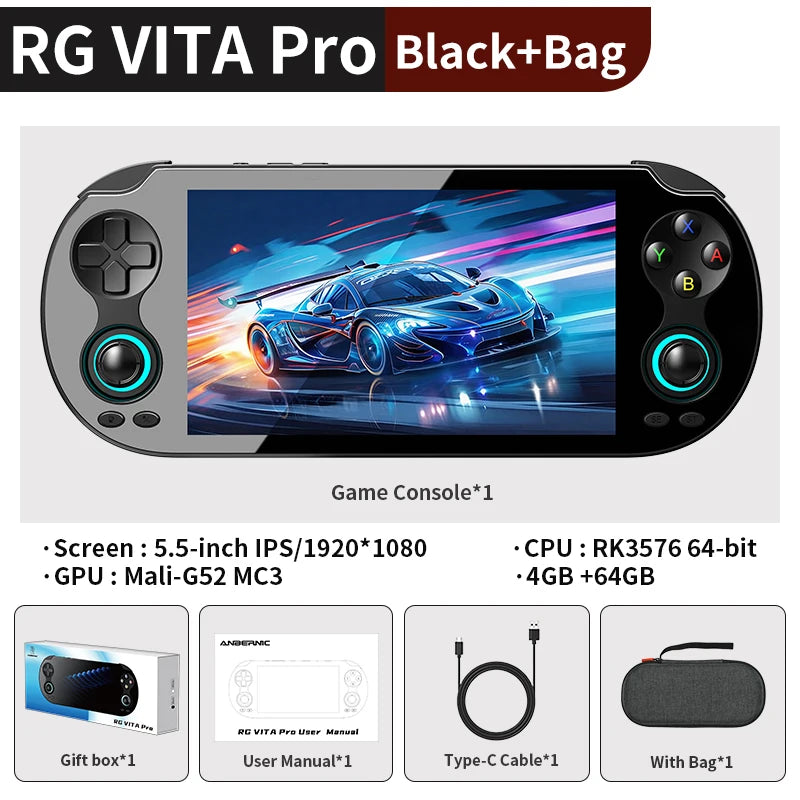 Anbernic RG VITA / RG VITA Pro Handheld Game Console Android 5000mAh Retro Video Games Player Suppor WIFI Bluetooth AI Streaming