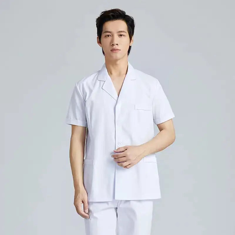 Men Medical Coat Doctor Dentist Medical Uniform Stand Up Collar Nurse Tops Male Oral Beauty Salon Nursing Care Workwear Jacket