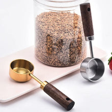 Cuillère à mesurer en acier inoxydable de 15 ml, cuillère à café, cuillère à sucre en poudre, à grains de café, manche en bois, outils de cuisine