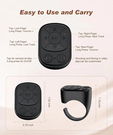 Tiktok Scrolling Ring Tiktok Remote Control, Bluetooth Page-Turning Ring Scroll Device for iPhone and Ipad, with Camera Shutter, Short Video and Music Remote Control Functions, Compatible with Ios and Android Phones
