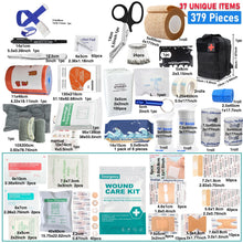379pcs Home Office First Aid Kit Portable Emergency Bag, Red Survival Carry-On for Outdoor Activities, Camping, Hunting, Hiking