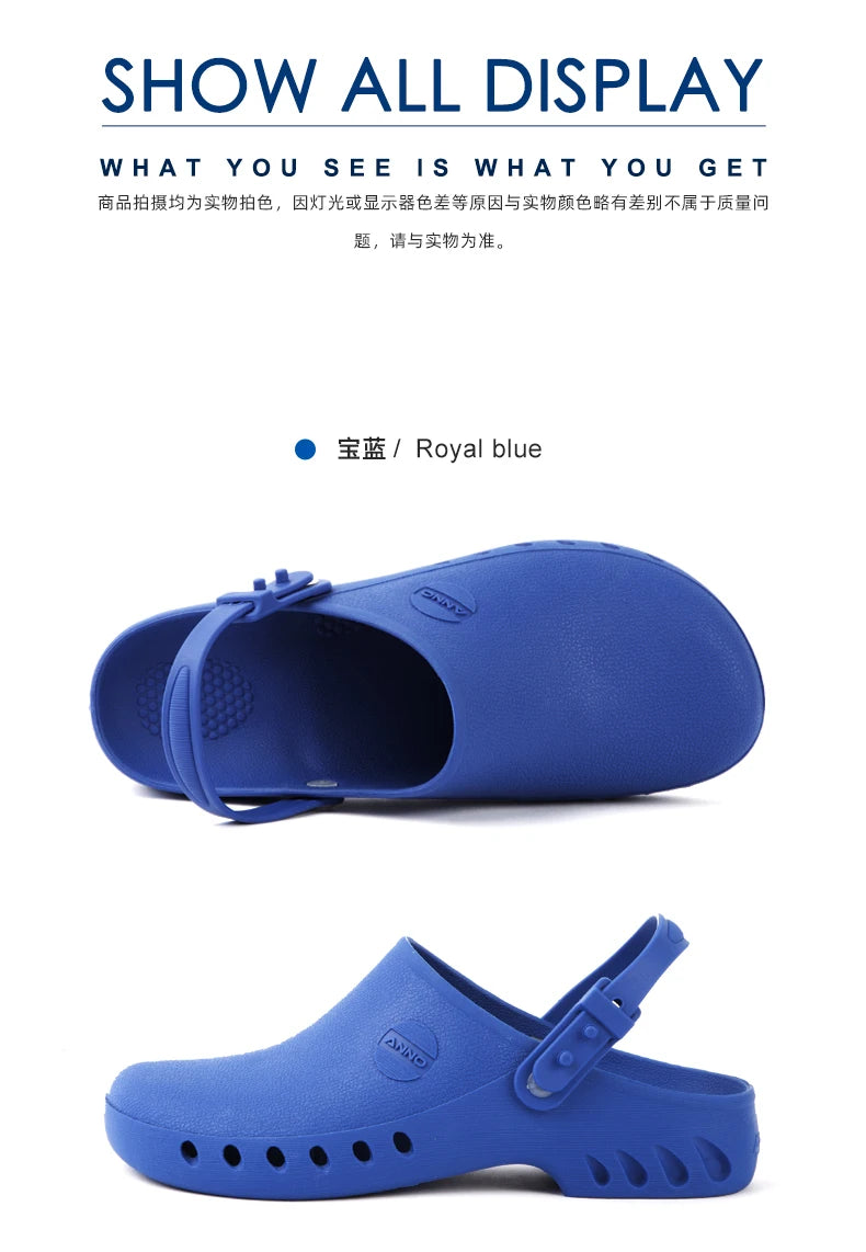 Medical Shoes Clogs with Chip Slot Hospital Foot Wear strap Unisex Wear-Resistant Non-slip High Temperature Disinfection Slipper
