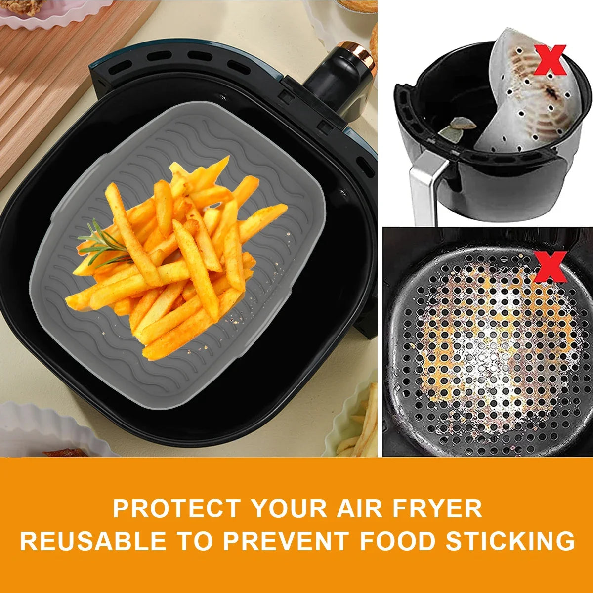 2Pcs Air Fryer Silicone Liner for Ninja Dual Air Fryer Accessories Reusable Baking Pan Basket Oven Pot Liner Kitchen Accessories