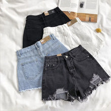 Korean Fashion Cowboy Denim Shorts Women High Waist Pockets