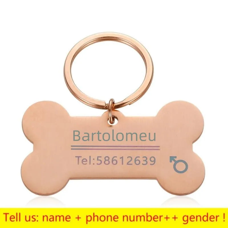 Personalized Engraved Pet ID Name Cat Dog Pet ID Anti-lost Tag Pendant for Cat Puppy Dog Collar Tag Keyring Bone Pet Accessories