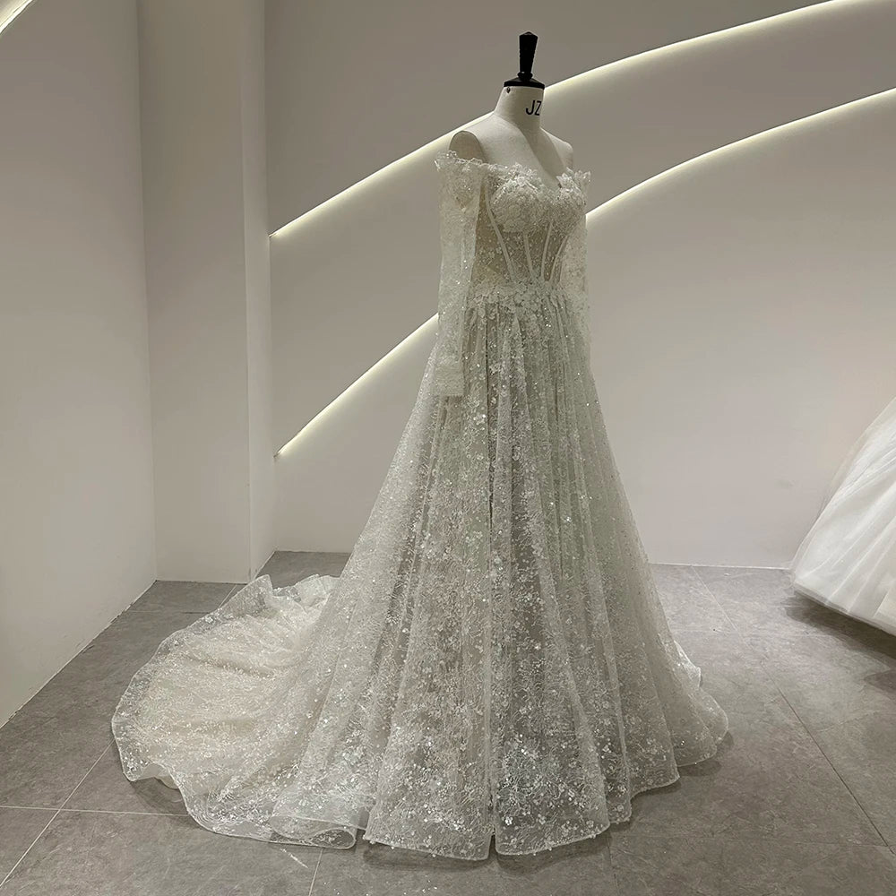 SL-9534 Customized SuLi Lace Wedding Dress For Women Brides Boho Robe De Mariee Long Sleeve Custom Made Wedding Gowns