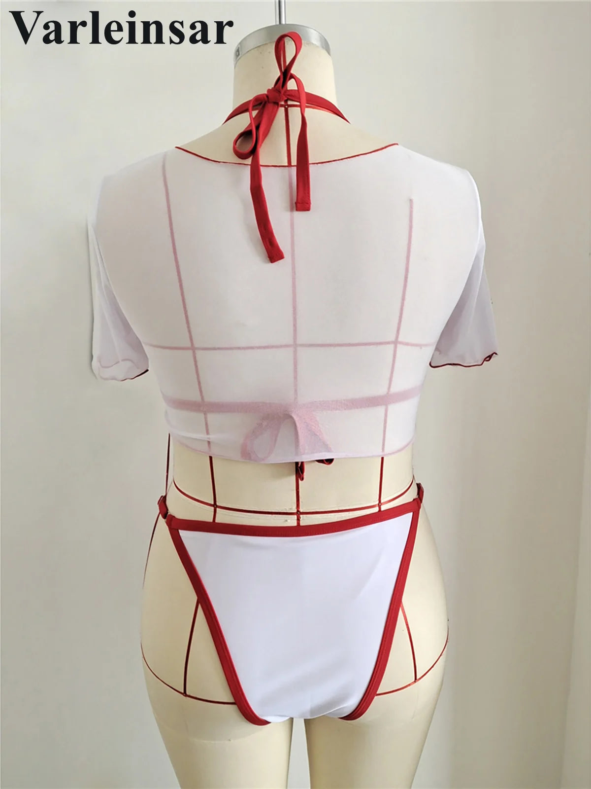 Cherry Three Piece Bikini Set Plus Size Women Swimsuit V7329