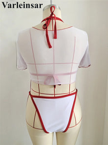 Cherry Three Piece Bikini Set Plus Size Women Swimsuit V7329