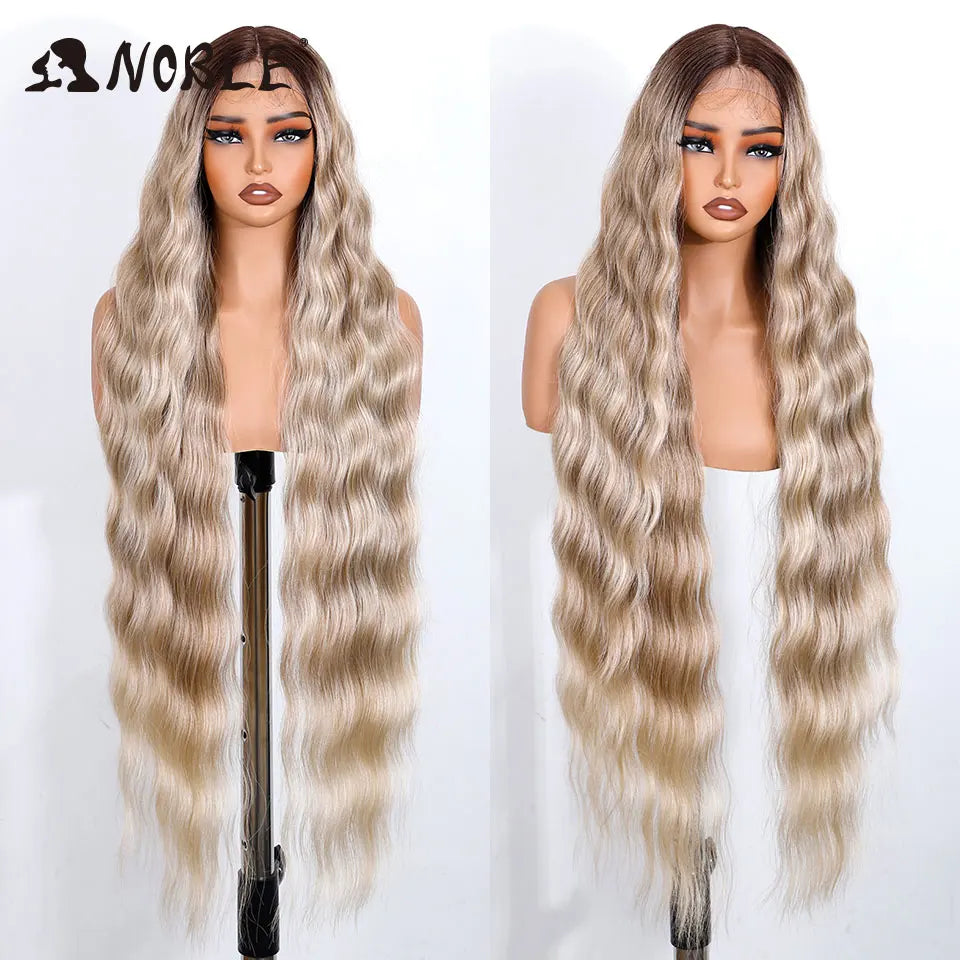 Noble 36 Inch Lace Front Wig Body Wave Ombre Blonde Cosplay