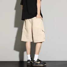 Men's High Street Cargo Shorts Lightweight Breathable Solid Color Drawstring Waist Big Pockets Shorts Casual Summer Short Pants