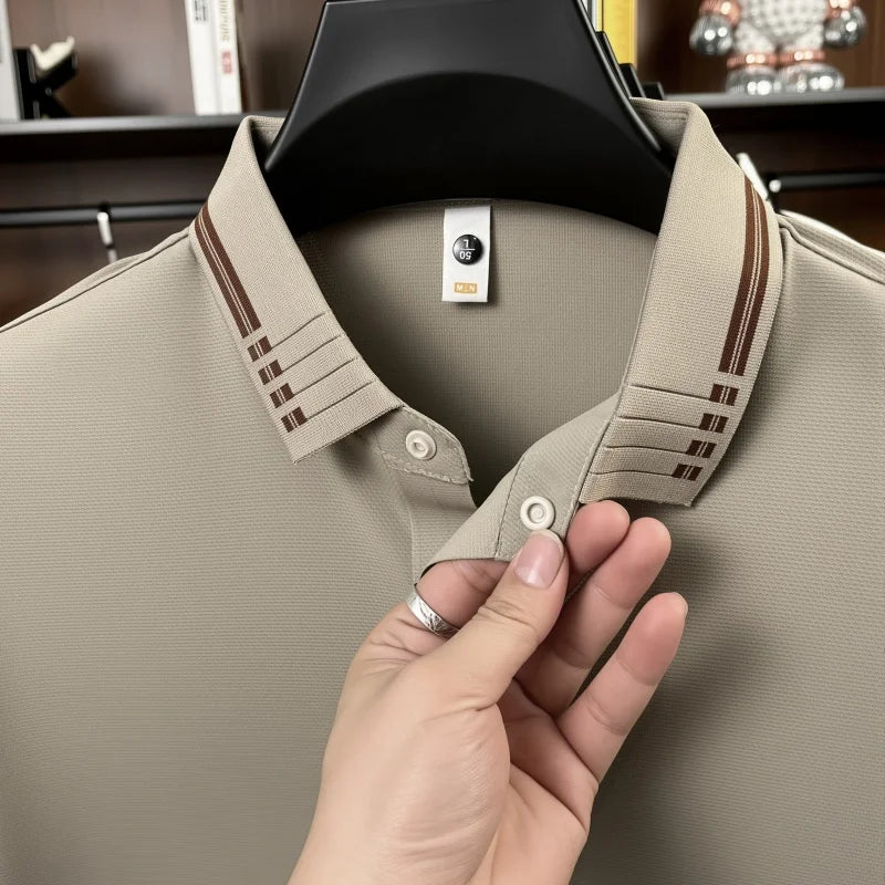 Designer Men's New Seamless Exquisite Print Polo Shirt Cool Short Sleeved Fashion Solid Color T-shirt Business Casual Men's Wear