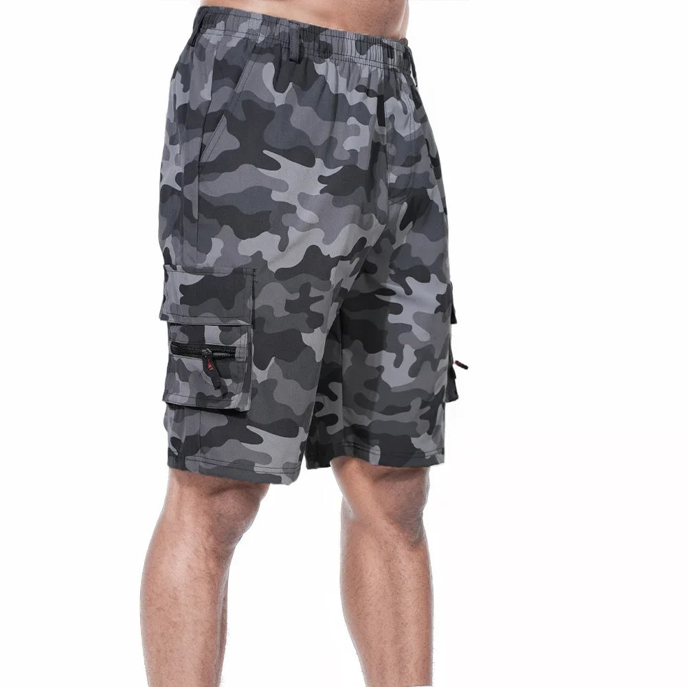 Men's Cargo Shorts Summer Oversized Pants Elastic Waist Large Size Outdoor Jogging Sweatpants Trend Multi Pockets Men Clothes