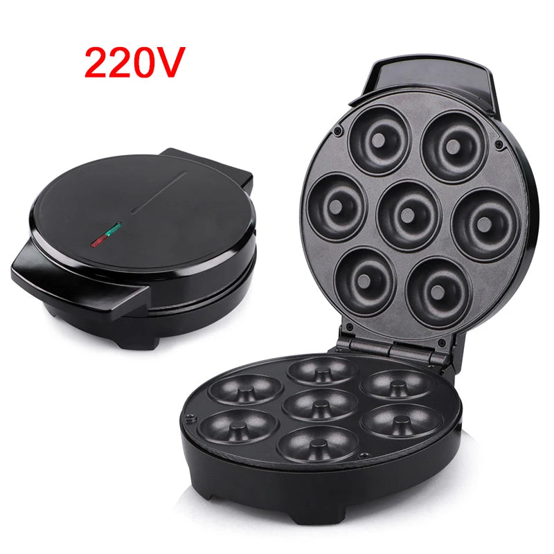 DMWD 110V/220V Electric Donut Maker Automatic Heating Egg Cake Bread Baking Machine High Power Fast Heating Oven Pan Breakfast
