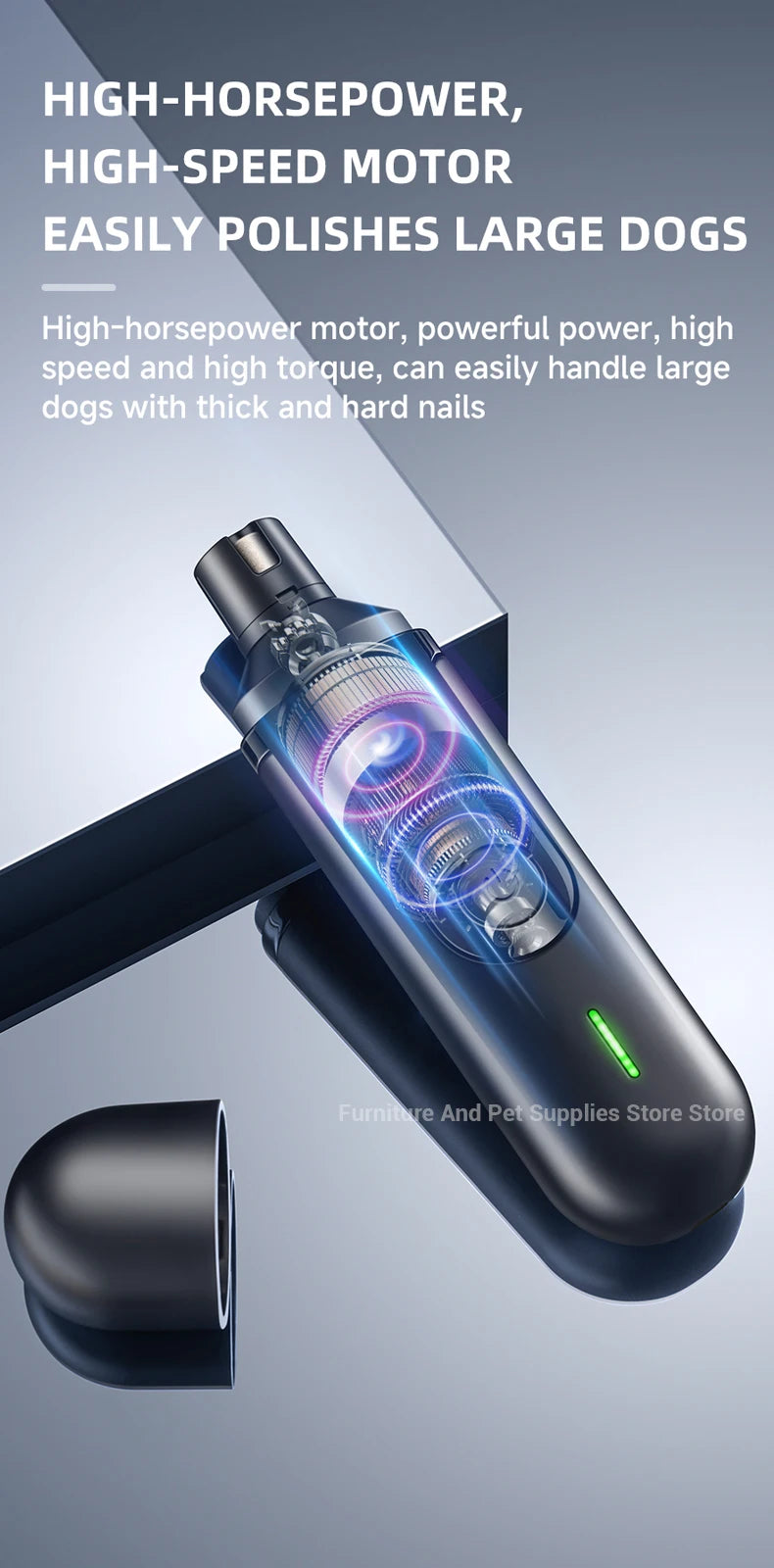 Electric Dog Nail Grinder Pet Nail Clipper USB Rechargeable Pet Nail Trimmers Painless with Polisher Wheel for Small/Large Pets