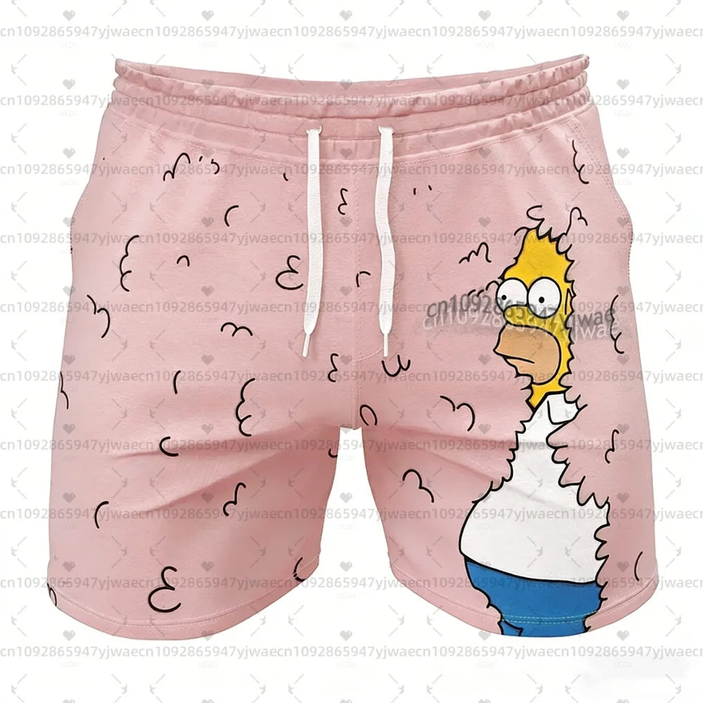 26 Holiday Summer Vacation Hawaiian Shorts Men'S The Simpsons Print Shorts Snowflake & Holly Print Quick-Dry Beach wear shorts
