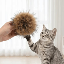 Washable Soft Fluffy Rabbit Fur Cat Rabbit Fur Scratch Resistant Cat Teaser Ball Bite Resistant Fluffy Pet Indoor
