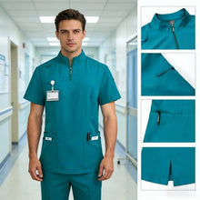 Neutral medical frosted stand up collar zipper design, doctor and nurse work clothes, operating room surgical clothes